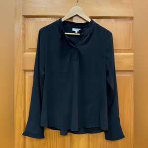 L Calvin Klein pleated cuff & collar long sleeve blouse